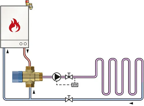 Трехходовой термостатический смесительный клапан 1¼&quot; +45...+65°С Kvs 3.4 Flamco Flamcomix FS 28772