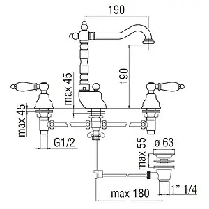 Смеситель для раковины Nobili Antica хром AT31012/1CR Смеситель для раковины Nobili Antica хром AT31012/1CR, 2