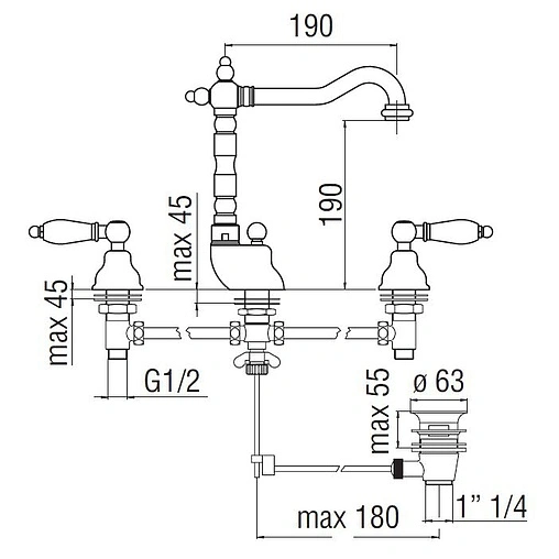 Смеситель для раковины Nobili Antica хром AT31012/1CR