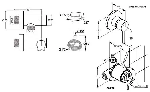 Гигиенический душ со смесителем Kludi Bozz хром 389990576