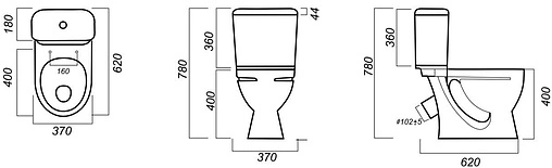 Унитаз-компакт безободковый Sanita Стандарт Комфорт белый WC.CC/Standart/2-DM/WHT.G/S1