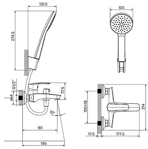 Смеситель для ванны IDDIS Ray белый матовый RAYWT02i02 Смеситель для ванны IDDIS Ray белый матовый RAYWT02i02, 2