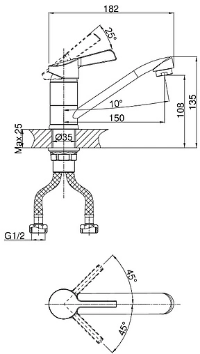 Смеситель для кухни D&amp;K Rhein Schiller хром DA1462341