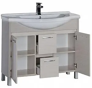 Тумба-умывальник напольная Aquanet Донна 100 дуб белый 00169182+00168866, 5