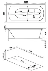 Ванна акриловая Bas Нирвана 180х80 В 00114 Ванна акриловая Bas Нирвана 180х80 В 00114, 2