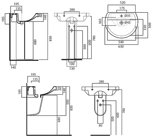 Раковина Am.Pm Bliss 63 белый C554321WH Раковина Am.Pm Bliss 63 белый C554321WH
