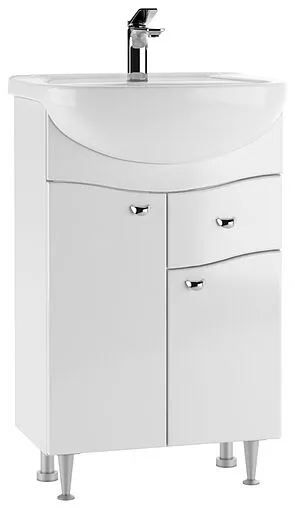 Тумба-умывальник напольный Айсберг Волна 55 белый DA1017T+Вн МуБ03