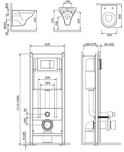 Комплект 6 в 1 Am.Pm Gem IS3901738 с кнопкой хром глянцевый
