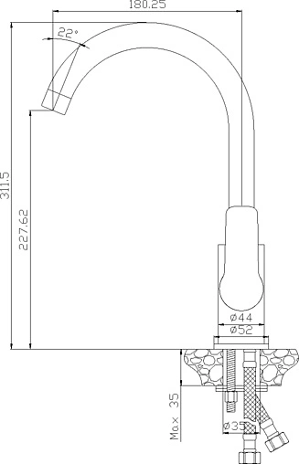Смеситель для кухни Rossinka белый/хром W35-24
