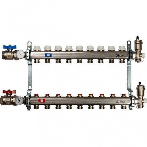 Группа коллекторная без расходомеров 9 отводов 1&quot;в/в x ¾&quot;ек Stout SMS 0912 000009