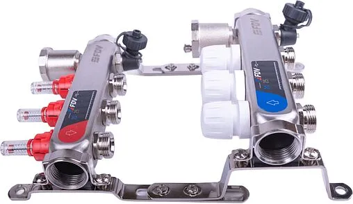 Группа коллекторная с расходомерами 3 отвода 1&quot;в/в x ¾&quot;ек FDV S1103C-2/3