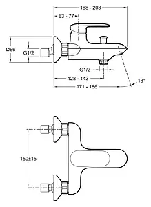 Смеситель для ванны Jacob Delafon Kumin хром E99460-CP Смеситель для ванны Jacob Delafon Kumin хром E99460-CP, 2