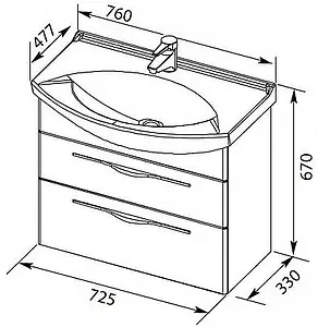 Тумба-умывальник Aquanet Ирвин 75 белый 00203970+00175447 Тумба-умывальник Aquanet Ирвин 75 белый 00203970+00175447, 2