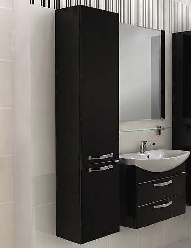 Шкаф-пенал подвесной с бельевой корзиной Aquaton Ария М 35 чёрный 1A124403AA950 Шкаф-пенал подвесной с бельевой корзиной Aquaton Ария М 35 чёрный 1A124403AA950