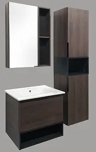 Тумба-умывальник подвесная Comforty Франкфурт 60 дуб шоколадно-коричневый/чёрный 00004150530CF, 5