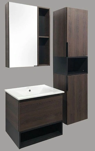 Тумба-умывальник подвесная Comforty Франкфурт 60 дуб шоколадно-коричневый/чёрный 00004150530CF Тумба-умывальник подвесная Comforty Франкфурт 60 дуб шоколадно-коричневый/чёрный 00004150530CF