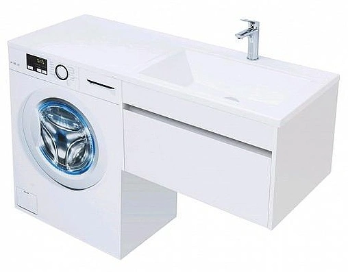 Тумба-умывальник подвесная над стиральной машиной Aquanet Токио 130 R белый 00236916+00235502