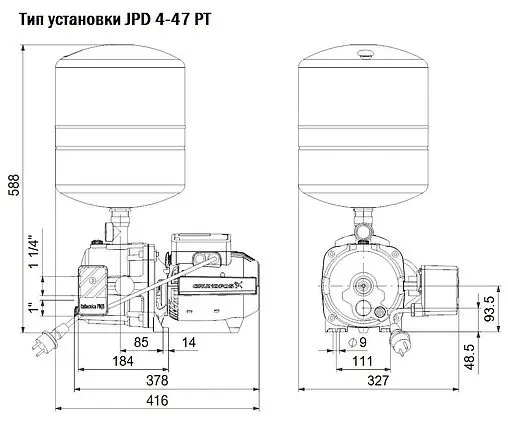 Станция автоматического водоснабжения Grundfos JPD 4-47 PT-V 99074042