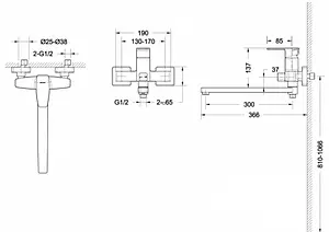 Смеситель для ванны с длинным изливом Bravat Riffle хром F672106C-L Смеситель для ванны с длинным изливом Bravat Riffle хром F672106C-L, 2