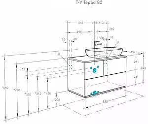 Тумба-умывальник подвесная Aquaton Терра 85 дуб кантри/антрацит 1A2472K2TEKA0, 2