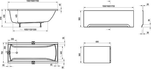 Ванна акриловая Ravak CLASSIC 160x70 N C531000000