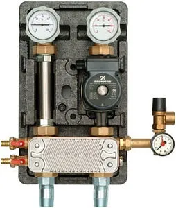 Насосный модуль с теплообменником 20 пластин 1"н х 1"в Meibes UK M45811.20 с насосом Grundfos UPS 25-60 Насосный модуль с теплообменником 20 пластин 1"н х 1"в Meibes UK M45811.20 с насосом Grundfos UPS 25-60, 1