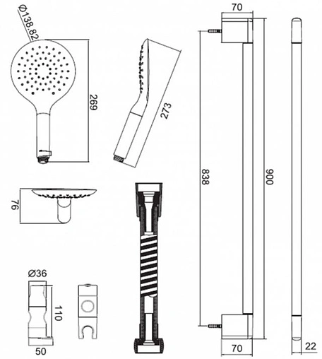 Лейка ручного душа Bravat Snow хром P70144CP-RUS