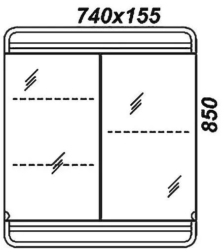 Шкаф-зеркало Aqwella Corsica 74 белый Kor.04.07