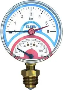 Термоманометр радиальный Elsen 80мм 6 бар 120°С ½&quot; ETM80.06, 1