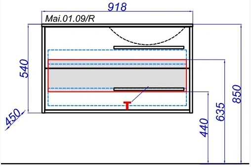 Тумба-умывальник подвесная Aqwella Miami 90 белый/дуб сонома Mai.01.09/R+Mal.09.04.D-R