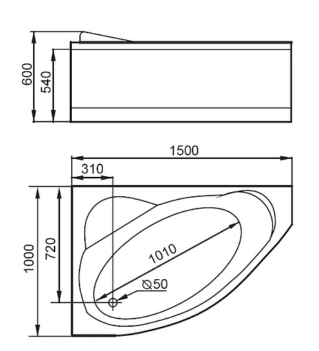 Ванна акриловая Gemy 150x100 L G9009 B L