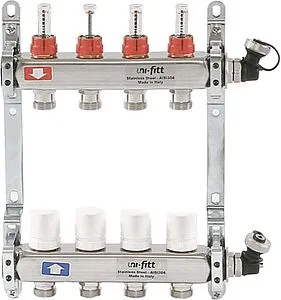 Группа коллекторная с расходомерами 4 отвода 1"в/в x ¾"ек Uni-fitt 450I4304 Группа коллекторная с расходомерами 4 отвода 1"в/в x ¾"ек Uni-fitt 450I4304, 1