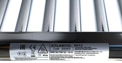 Полотенцесушитель электрический лесенка Atlantic 2012 1445x480 CH 500W полированная сталь 850405