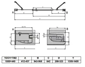Дверь в нишу 1400мм прозрачное стекло Roltechnik Tower Line TDO1+TBD/1000*440 724-1000000-00-02+744-0380000-00-02, 2