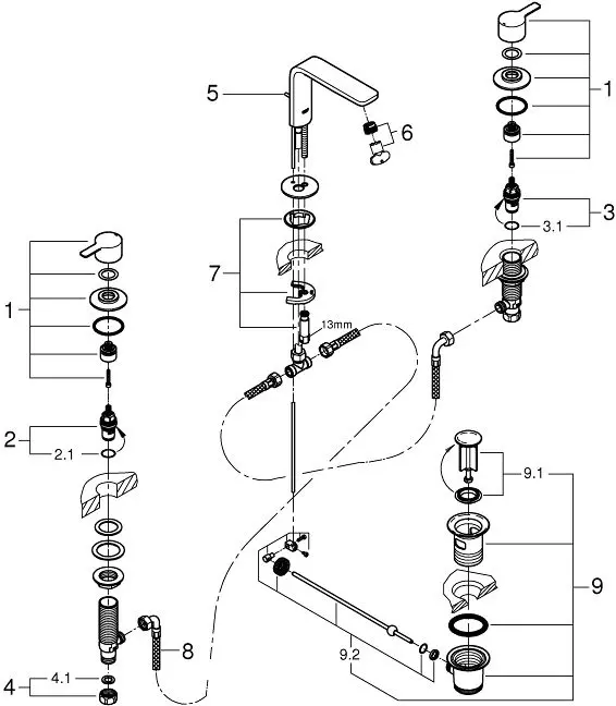 Смеситель для раковины Grohe Lineare хром 20304001 Смеситель для раковины Grohe Lineare хром 20304001, 3