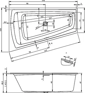 Ванна акриловая Riho STILL SMART R 170x110 B101001005, 2