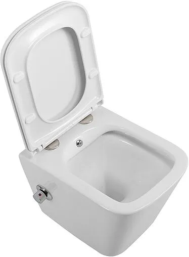 Унитаз подвесной безободковый с функцией биде и встроенным смесителем BelBagno Due белый BB3103CHR-BS/SC