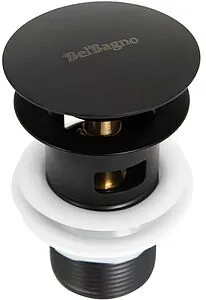 Выпуск автоматический для раковины с переливом BelBagno чёрный матовый BB-SAT-NERO Выпуск автоматический для раковины с переливом BelBagno чёрный матовый BB-SAT-NERO, 3