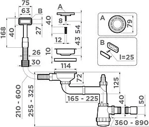 Сифон бутылочный для мойки с переливом Omoikiri WK-1-AB 4956475 Сифон бутылочный для мойки с переливом Omoikiri WK-1-AB 4956475, 2