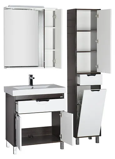 Шкаф-зеркало Aquanet Гретта 75 R белый/венге 00173995