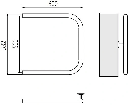 Полотенцесушитель водяной Terminus П-образный AISI 1&quot; БШ 500х600 полированная сталь 4620768881602