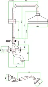 Душевая система со смесителем для ванны Fiore Margot золото/белый 26OO0615 Душевая система со смесителем для ванны Fiore Margot золото/белый 26OO0615, 2