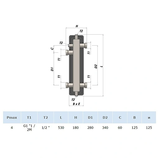 Гидрострелка 3 м³/час 1½&quot;н x 1½&quot;н Barberi P73 M40 030