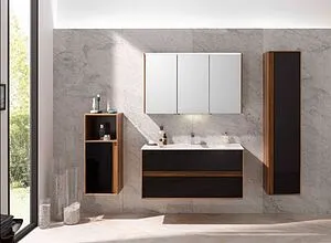 Шкаф-пенал подвесной VitrA Metropole 40 L черное акриловое стекло/сливовое дерево 58208 Шкаф-пенал подвесной VitrA Metropole 40 L черное акриловое стекло/сливовое дерево 58208, 4