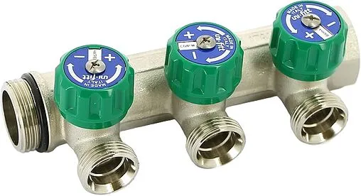 Коллектор регулирующий проходной 3 отвода 1&quot;в/н x ¾&quot;ек Uni-fitt 410N4330
