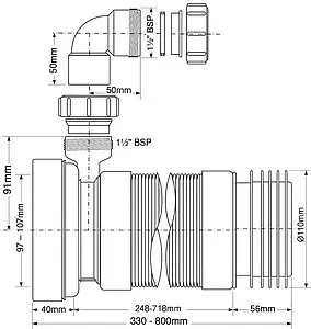 Гофра для унитаза Mc Alpine 330-800мм MRWC-F33RD Гофра для унитаза Mc Alpine 330-800мм MRWC-F33RD, 2