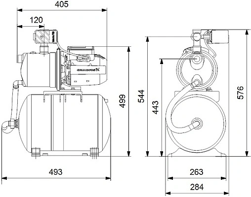 Станция автоматического водоснабжения Grundfos JP 3-42 PT-H A-A-BBVP 99463874