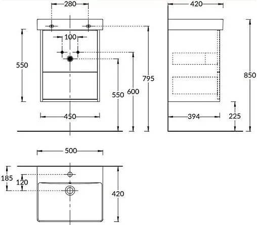 Тумба-умывальник подвесная Kerama Marazzi Pro 50 белый/вяз PRO.50.2\OLM+PROR.wb.50