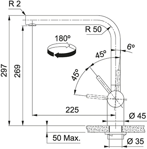 Смеситель для кухни Franke Atlas Neo нержавеющая сталь 115.0521.435 Смеситель для кухни Franke Atlas Neo нержавеющая сталь 115.0521.435