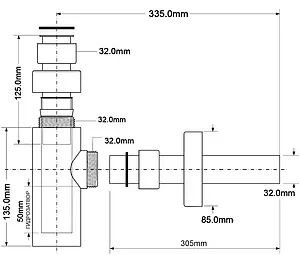 Сифон бутылочный для раковины Mc Alpine бронза CA32MINI-AB, 2